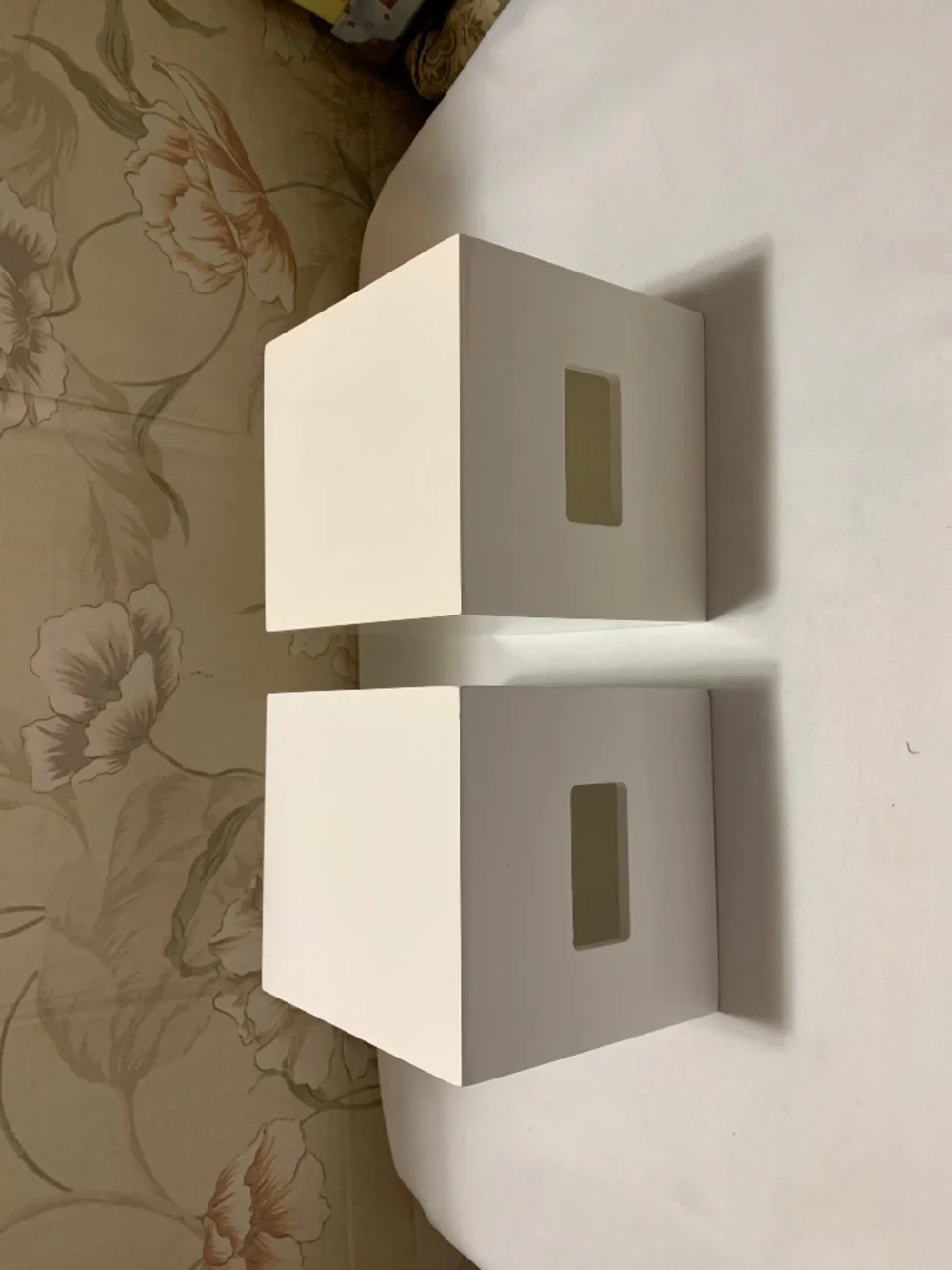 Lot of Two (2) The Container Store White Lacquer Square Tissue Box Covers